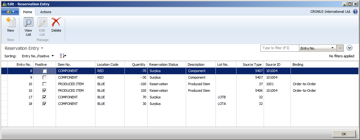 Order tracking entries in Reservation Entry table